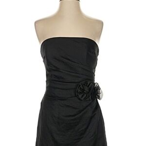 White House Black Market Strapless Black Dress with Floral Accent